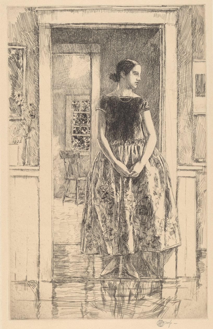 Chica con un vestido moderno de Frederick Childe Hassam