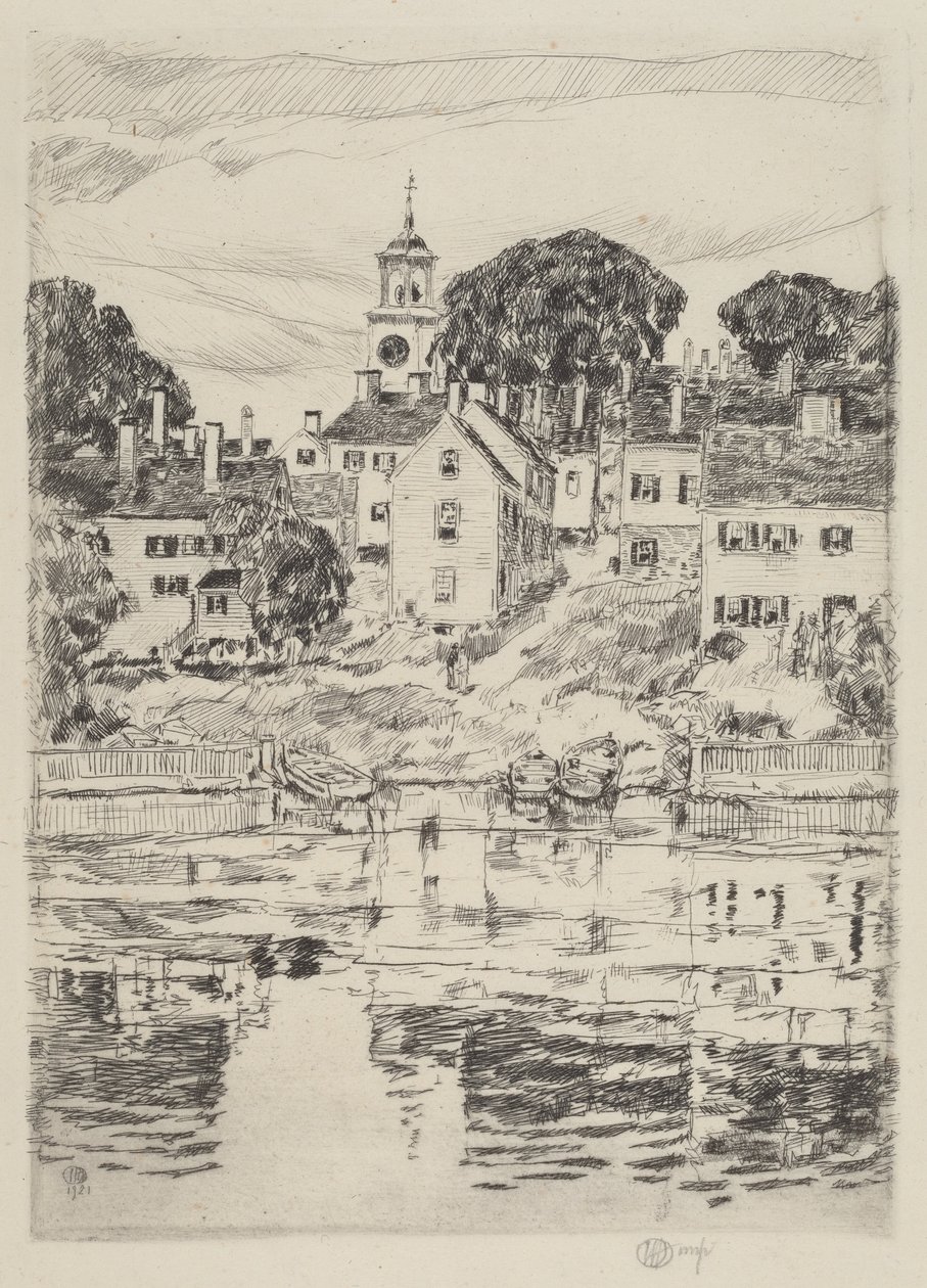 La torre de la iglesia, Portsmouth de Frederick Childe Hassam