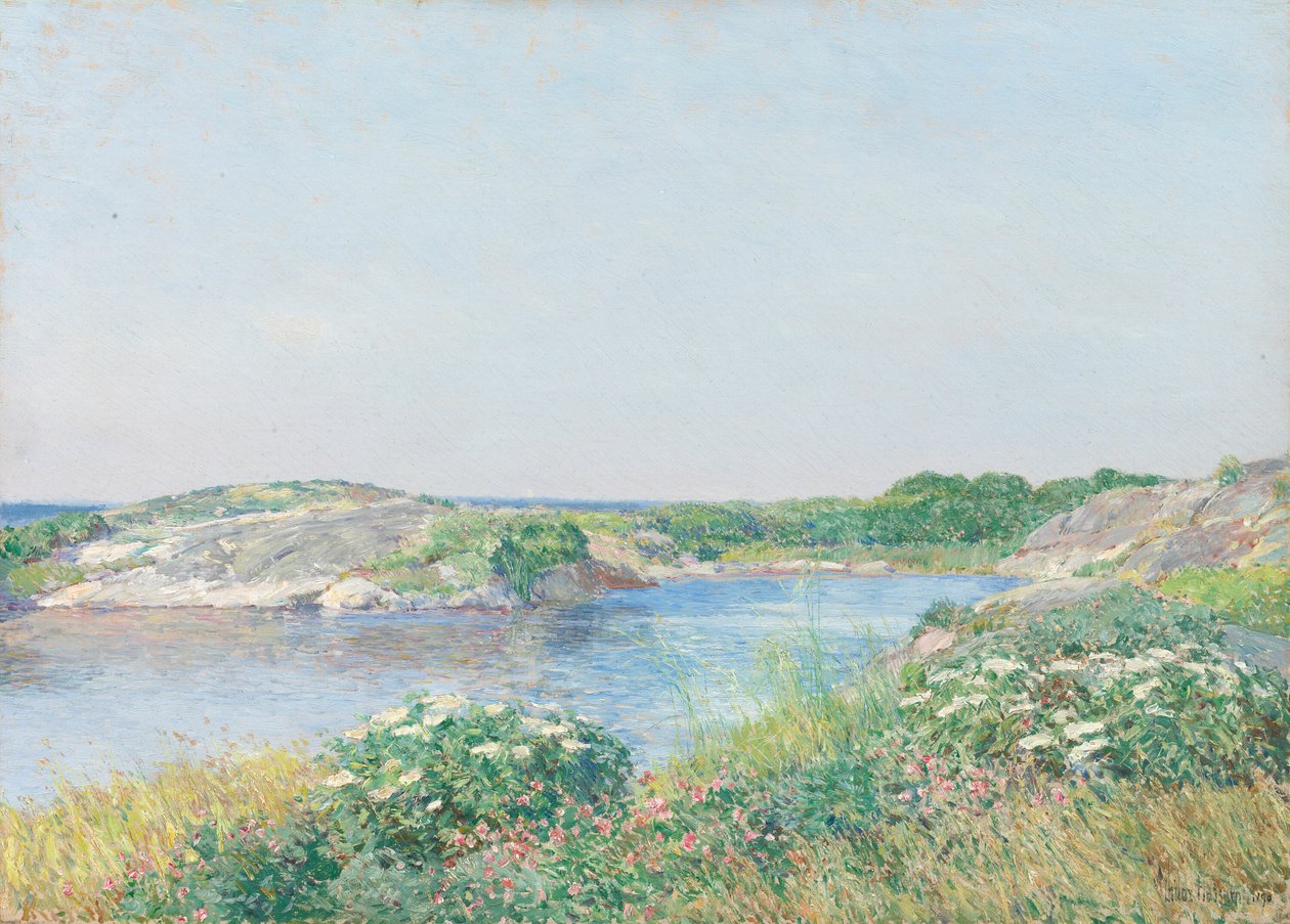 El pequeño estanque, Appledore, 1890 de Frederick Childe Hassam