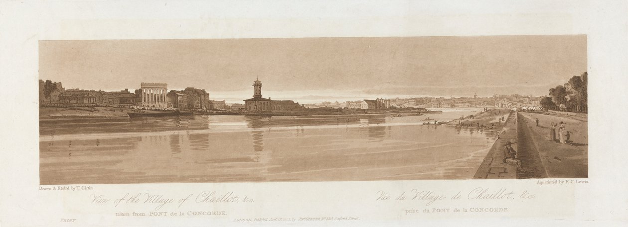 Vista de la Villa de Chaillot & C. tomada desde el Puente de la Concordia 1803; Lámina 17 de Vistas en París, calco del Volumen Emanuel de la lámina B1981.25.2626 de Frederick Christian Lewis the Elder