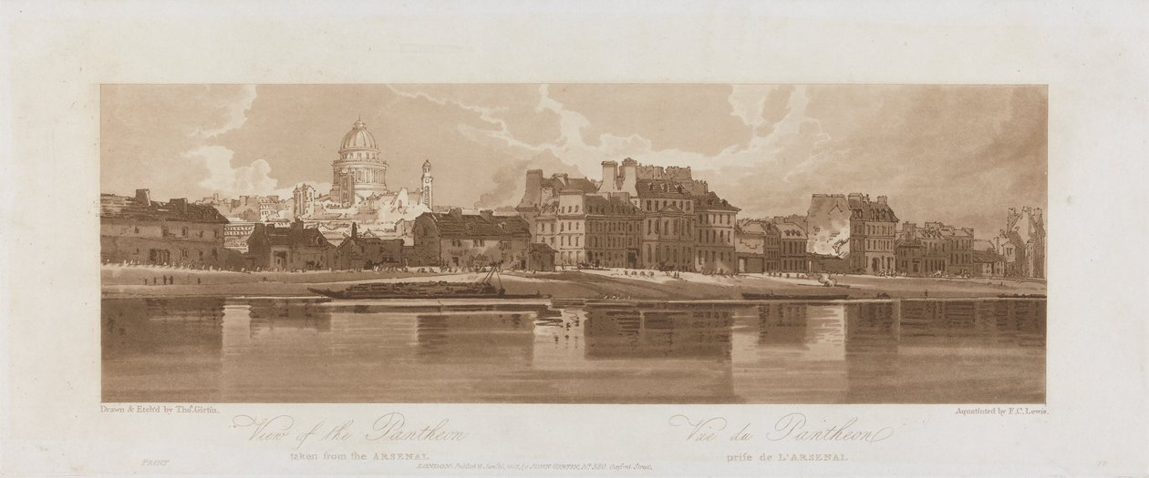 Vistas del Panteón, tomadas del Arseal 1803; lámina 12 de Vistas en París, calco del volumen Emanuel de la lámina 1981.25.2621 de Frederick Christian Lewis the Elder