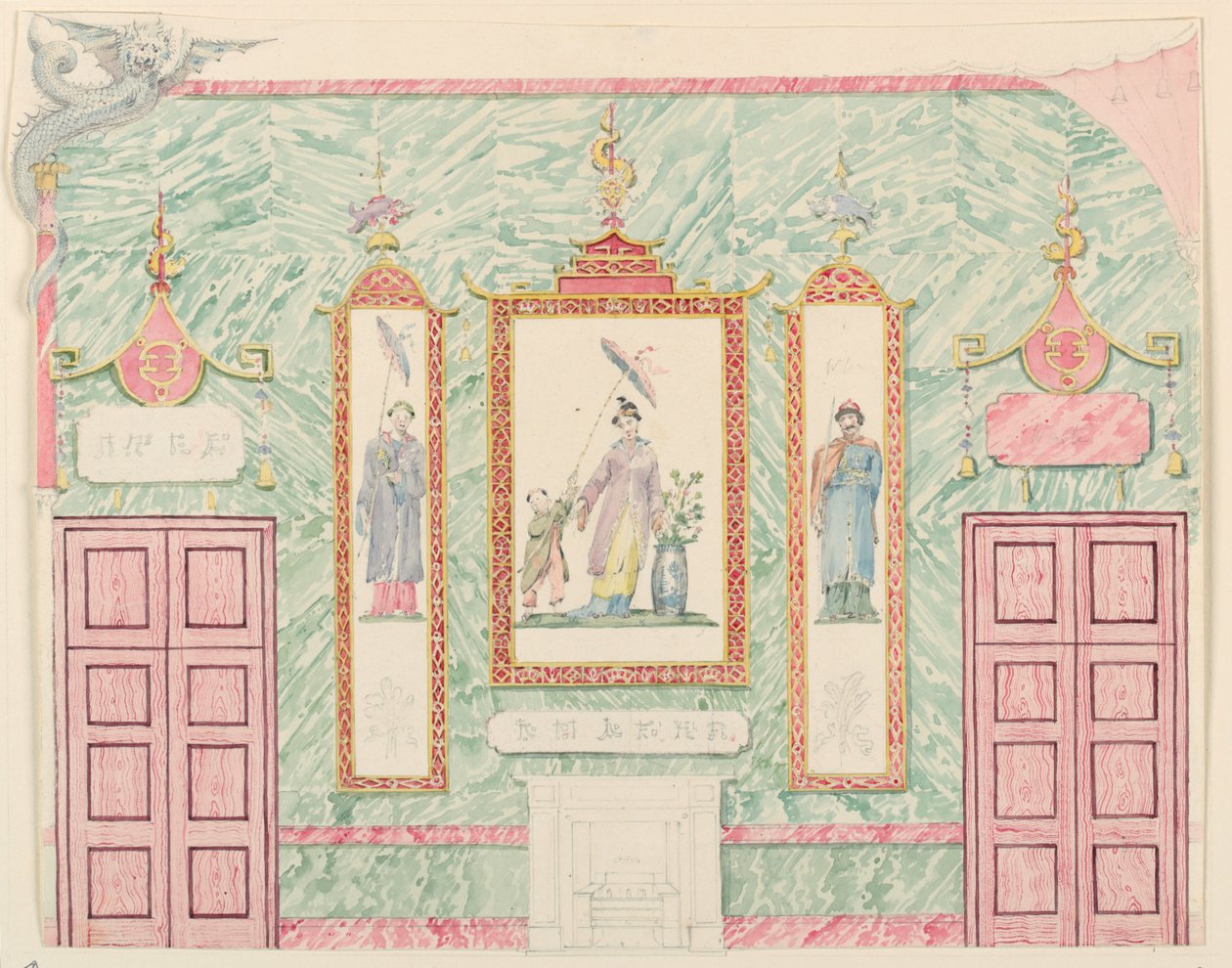 Elevación de la pared, probablemente para la sala de banquetes, Pabellón Real, Brighton de Frederick Crace