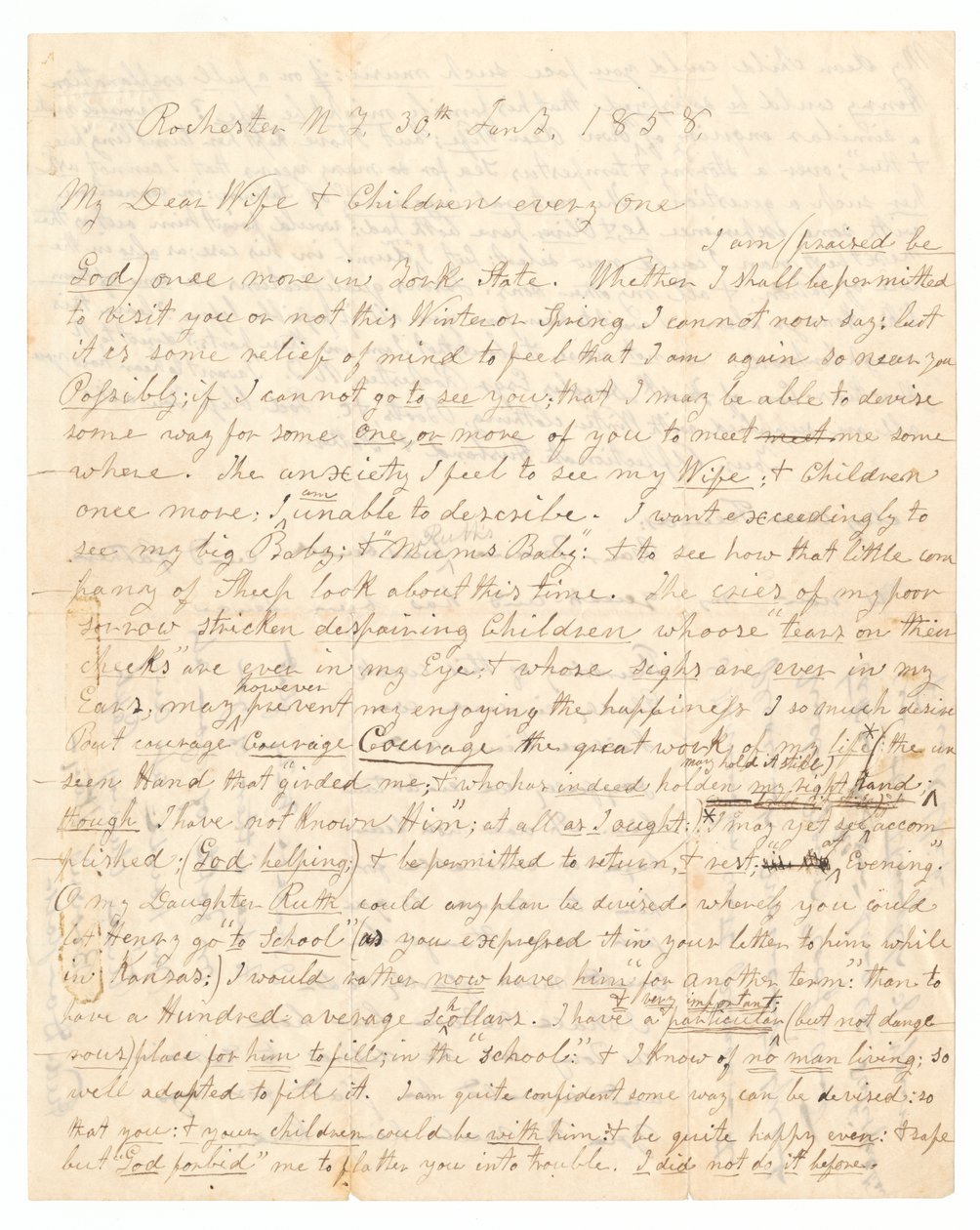 Carta escrita por John Brown y Frederick Douglass a la esposa e hijos de Brown, 30 de enero de 1858 de Frederick Douglass