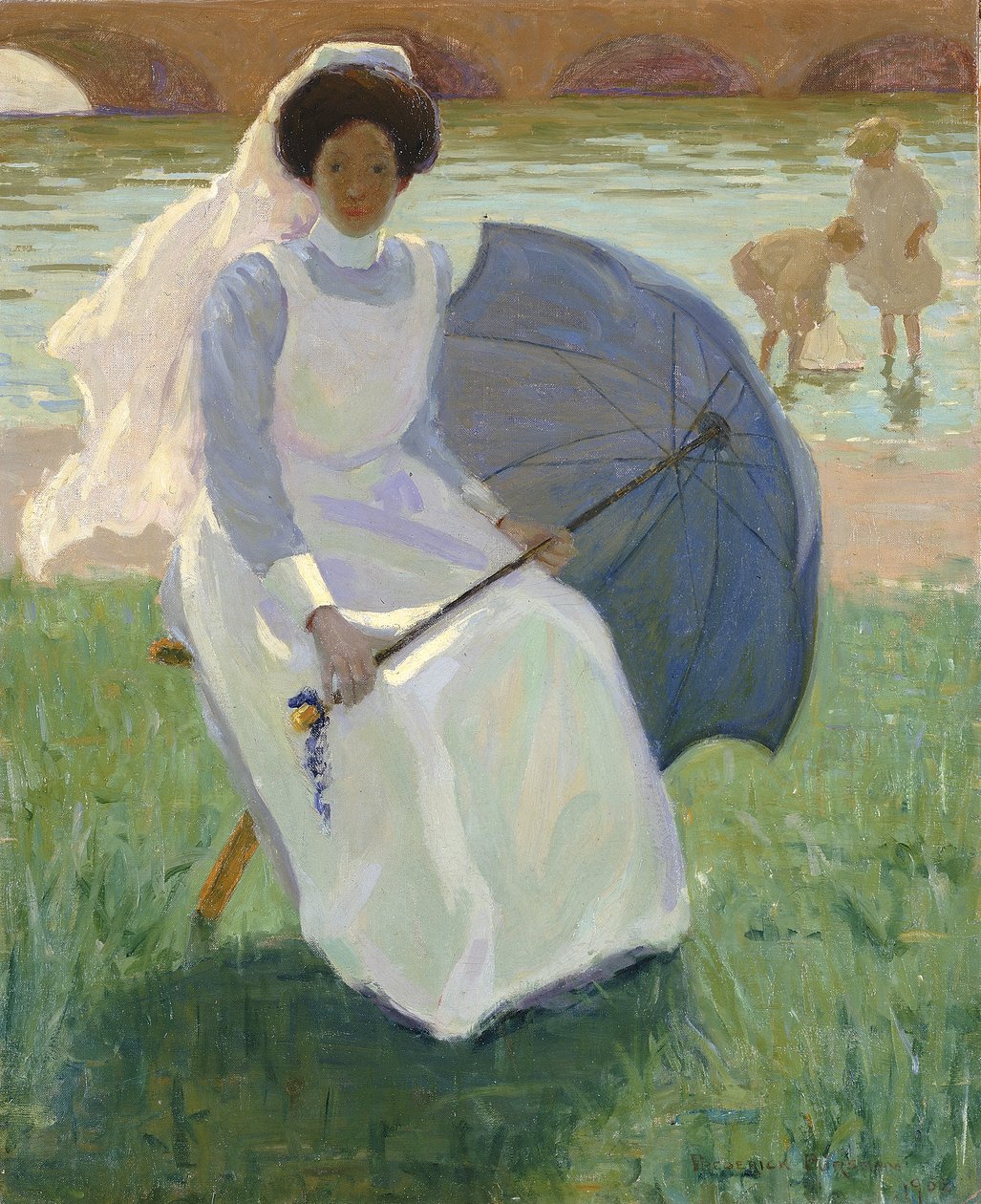 Mujer con parasol verde, 1908 de Frederick F. Fursman