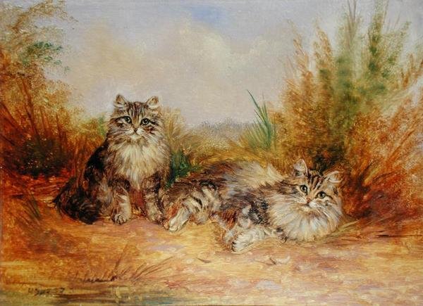 Dos gatitos atigrados en un paisaje rural de Frederick French