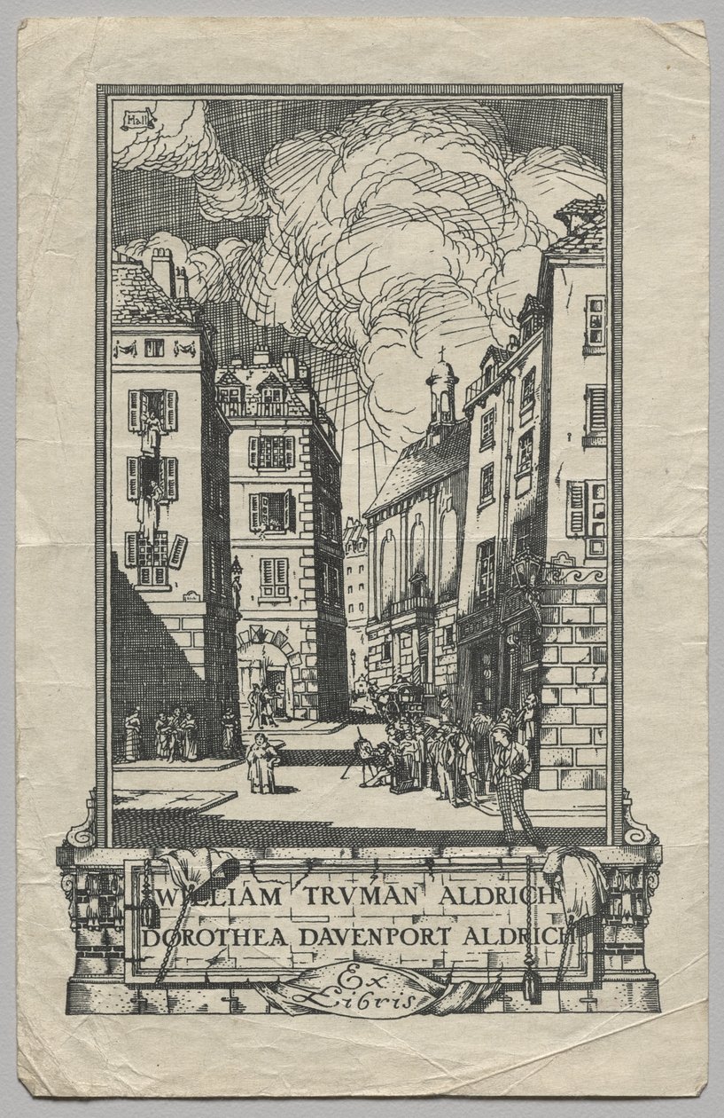 Exlibris: William Truman Aldrich y Dorthea Davenport Aldrich, Ex Libris inscrito de Frederick Garrison Hall