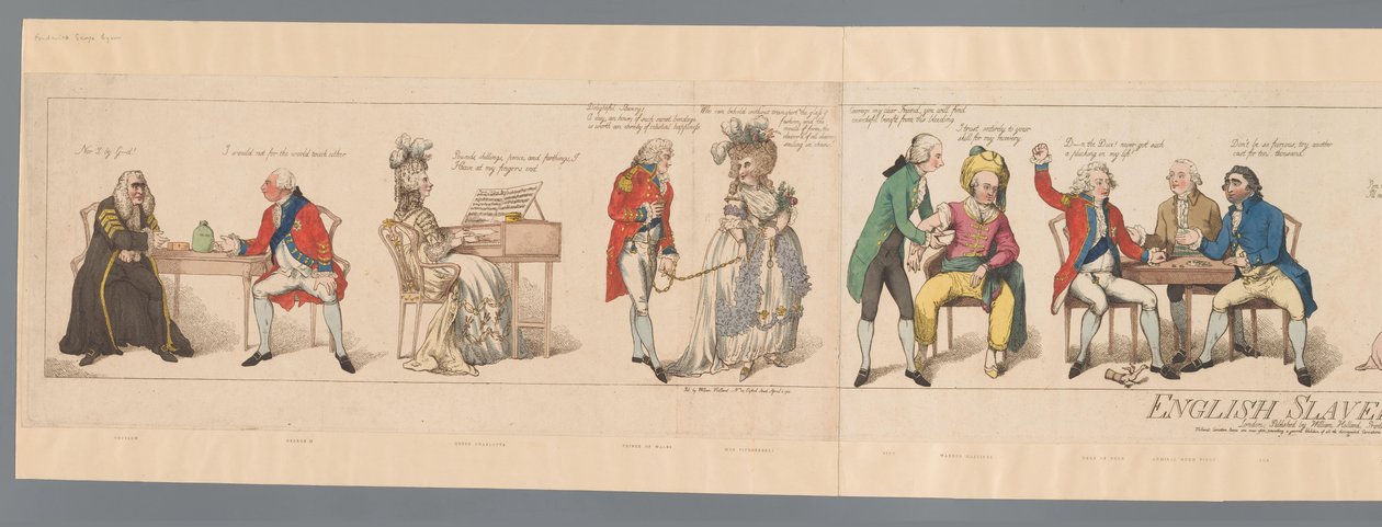Veinte personajes públicos en diversas situaciones Esclavitud inglesa o una imagen de los tiempos (título en el objeto) de Frederick George Byron