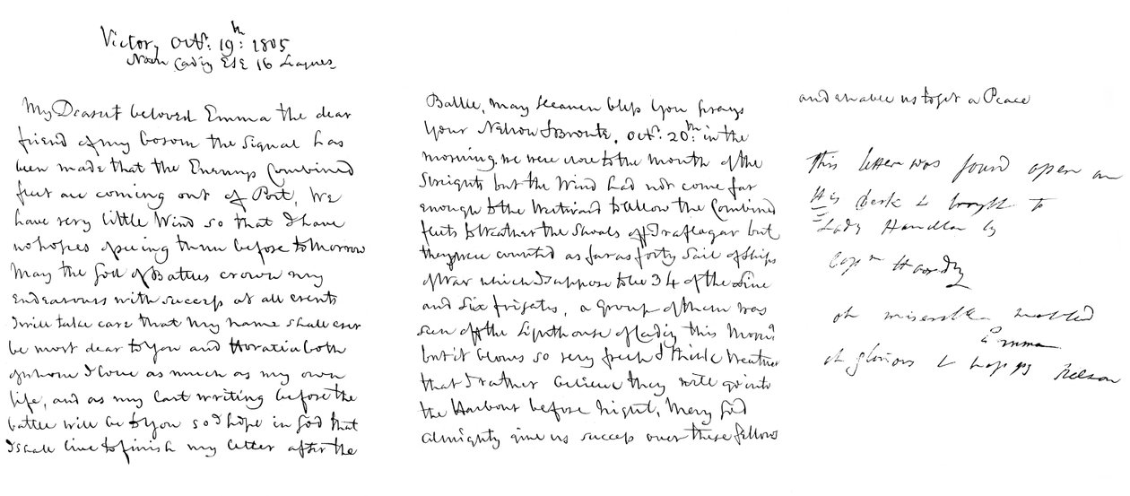 Carta del Almirante Lord Nelson a Lady Hamilton, 1805 1865 de Frederick George Netherclift