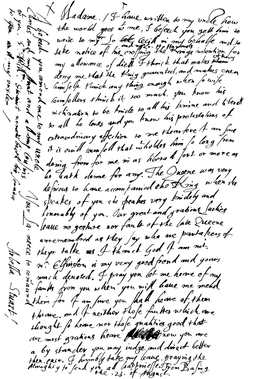 Carta de Arabella Stuart a la Condesa de Shrewsbury, finales del siglo XVI - principios del siglo XVII, 1865 de Frederick George Netherclift