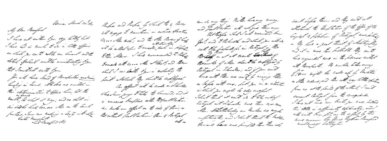 Carta de Arthur Wellesley, Duque de Wellington, al Mariscal de Campo Lord Beresford, 1815-1865 de Frederick George Netherclift