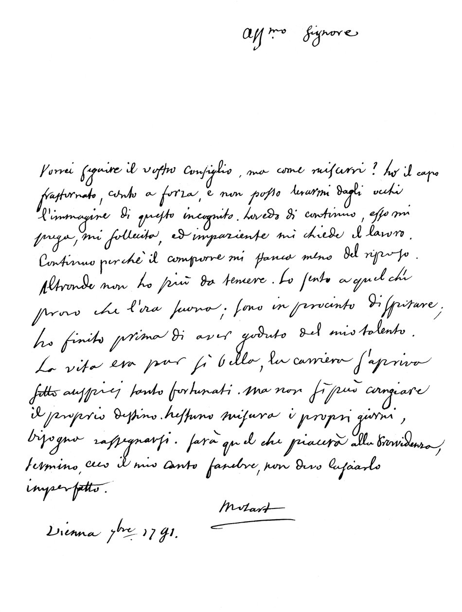 Carta de Wolfgang Amadeus Mozart, 1791 1865 de Frederick George Netherclift