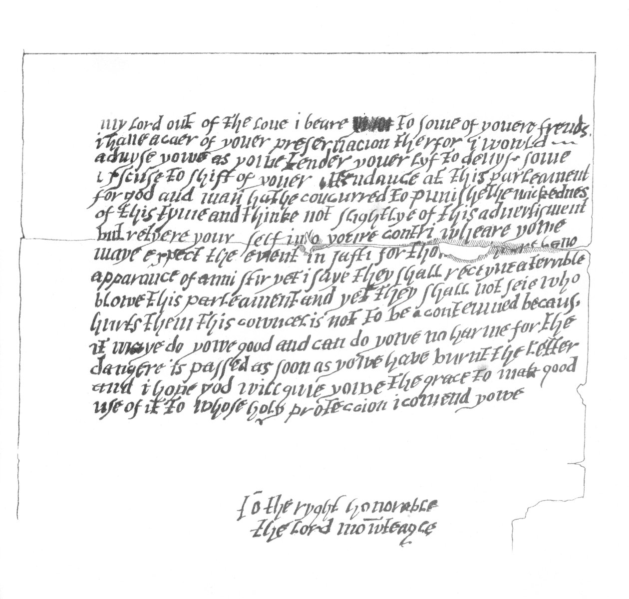 Carta a Lord Monteagle que llevó al descubrimiento de La Conspiración de la Pólvora, 1605 1865 de Frederick George Netherclift