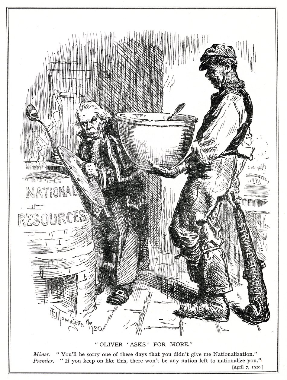 Lloyd George enfrenta amenazas de huelga de los mineros, abril de 1920 de Frederick Henry Townsend