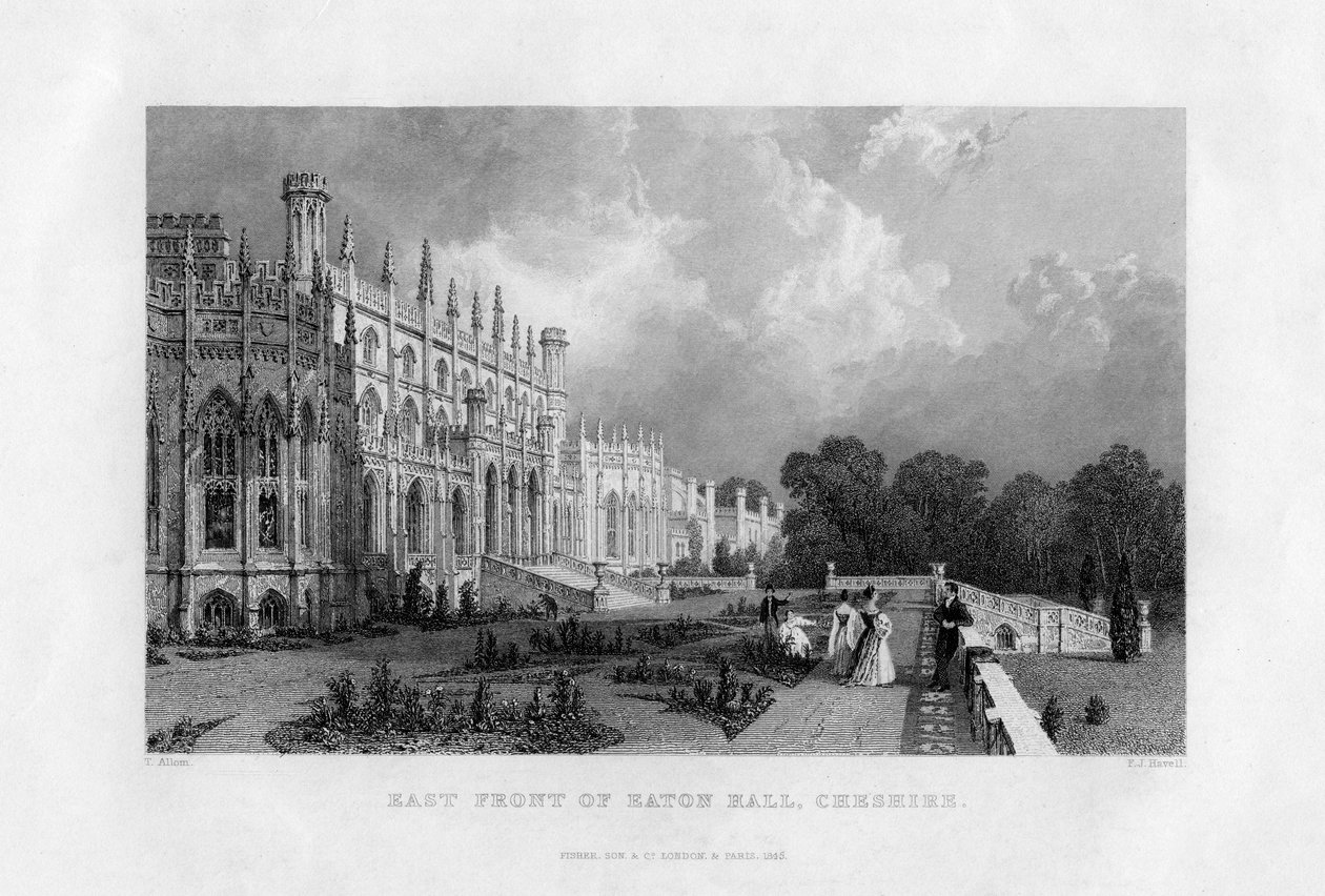 Frente este de Eaton Hall, Cheshire, 1845 de Frederick James Havell
