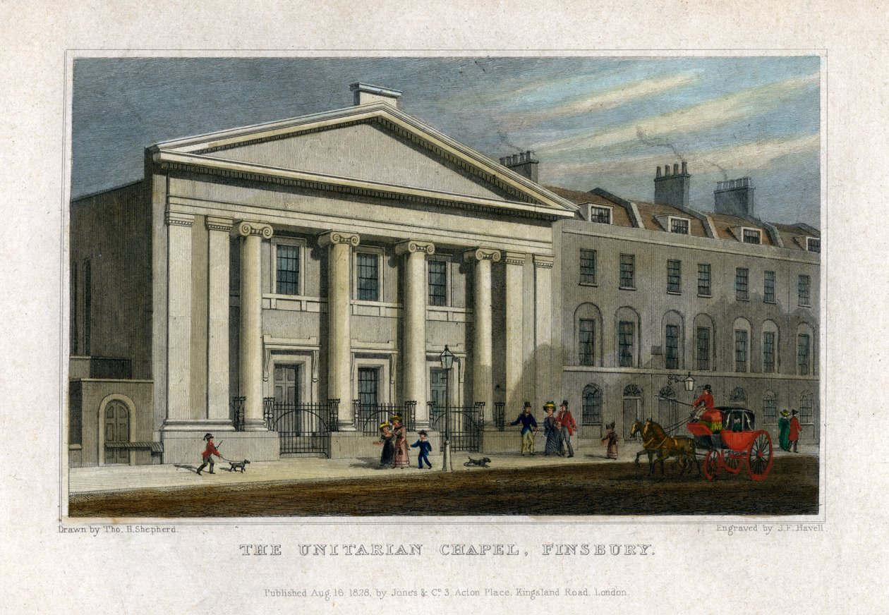 La Capilla Unitaria, Finsbury, Londres, 1828 de Frederick James Havell