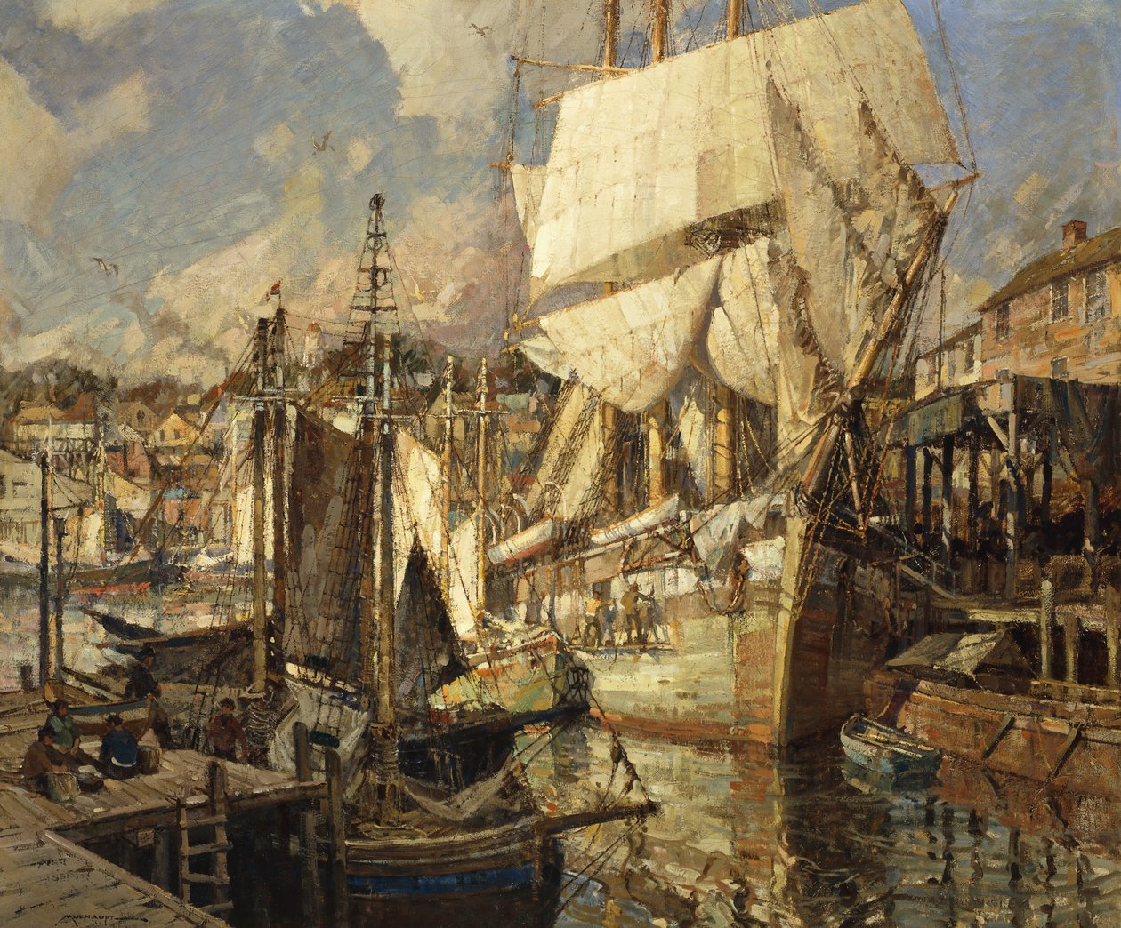 Barco de sal de Cádiz, puerto de Gloucester de Frederick John Mulhaupt