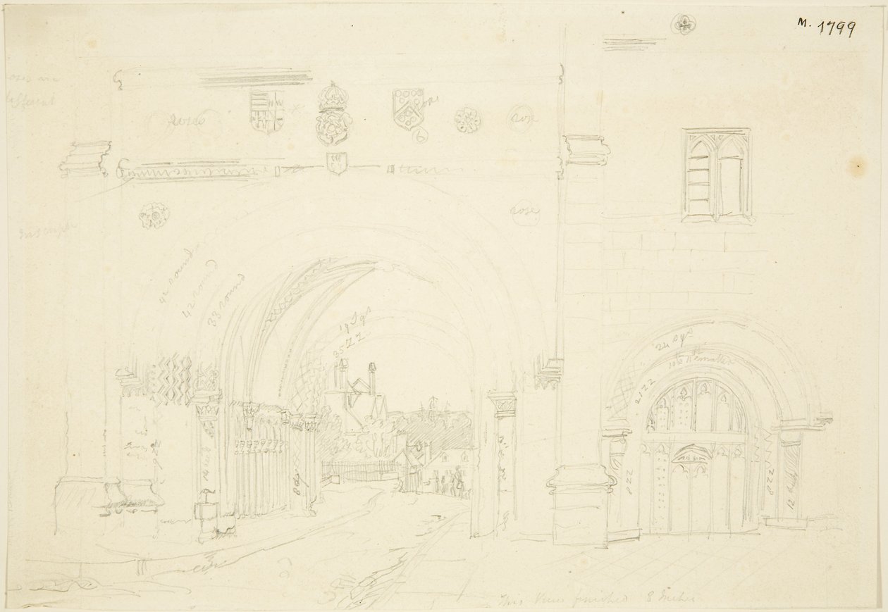 Abbey Gatehouse de la Catedral de Bristol, mirando al sur de Frederick Mackenzie