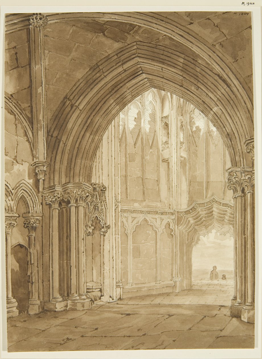 Interior del Pórtico Norte de Santa María Redcliffe de Frederick Mackenzie