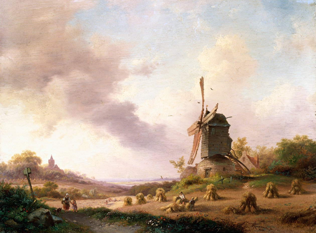 Cosechadores en un paisaje extenso, 1850 de Frederick Marianus Kruseman
