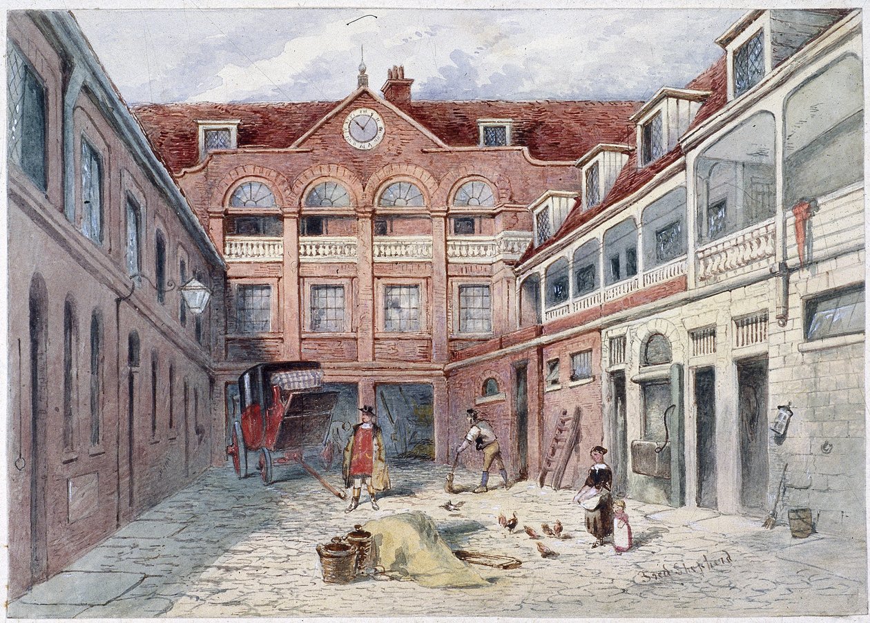La Posada del Jabalí Azul, Holborn, Londres, c1840 de Frederick Napoleon Shepherd