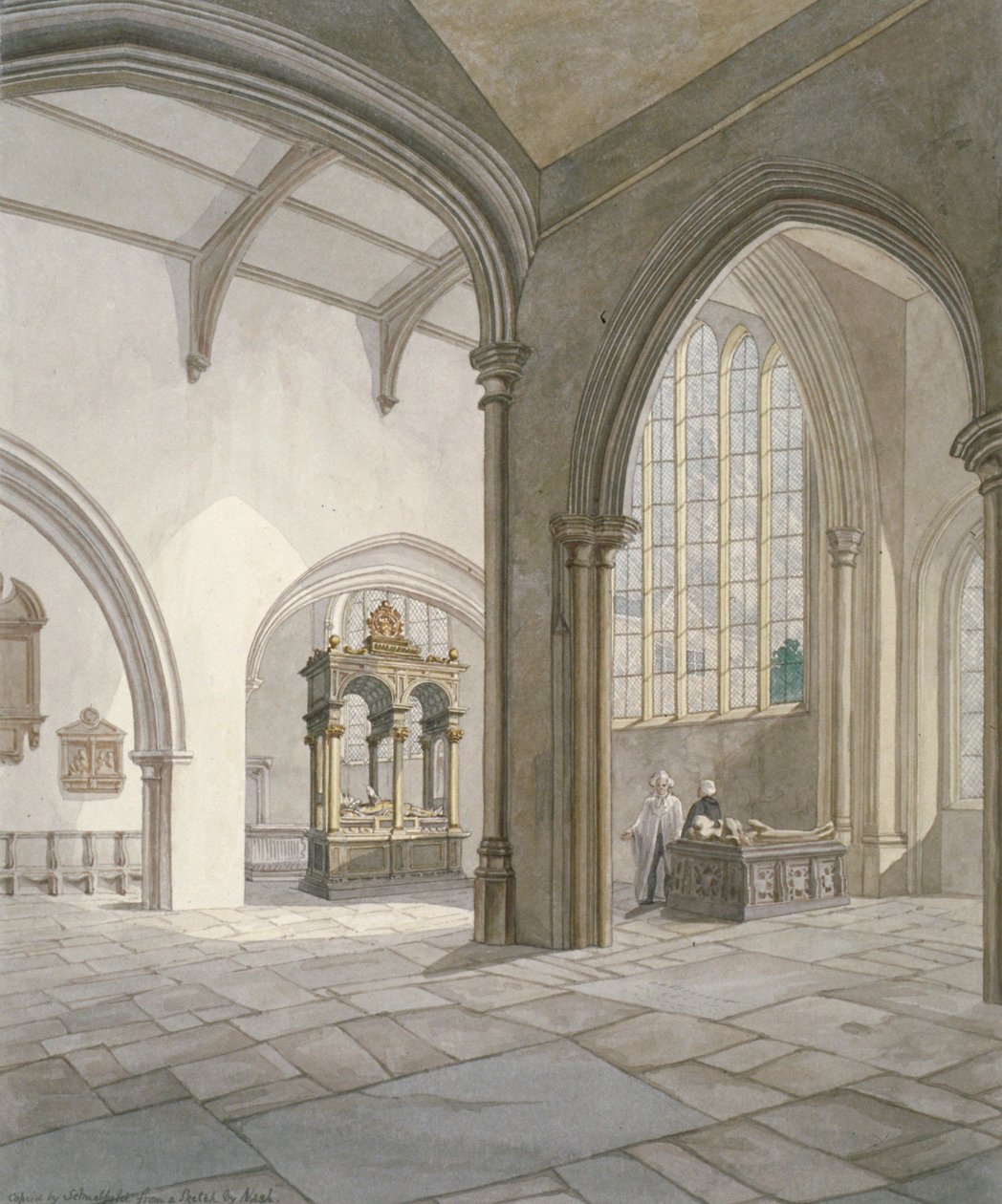 Vista interior suroeste de la Iglesia de Santa Elena, Bishopsgate, Ciudad de Londres, 1820 de Frederick Nash