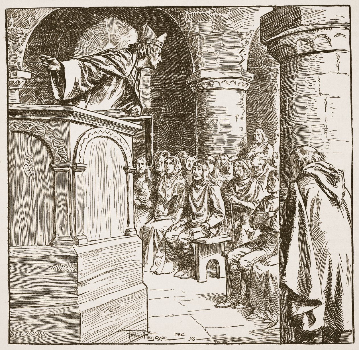 El último sermón de Dunstan, ilustración de 