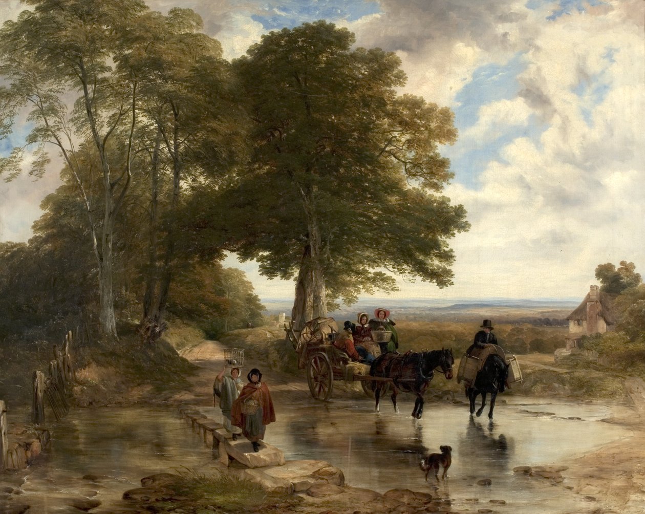 Carro de mercado en un arroyo, 1845 de Frederick Richard Lee