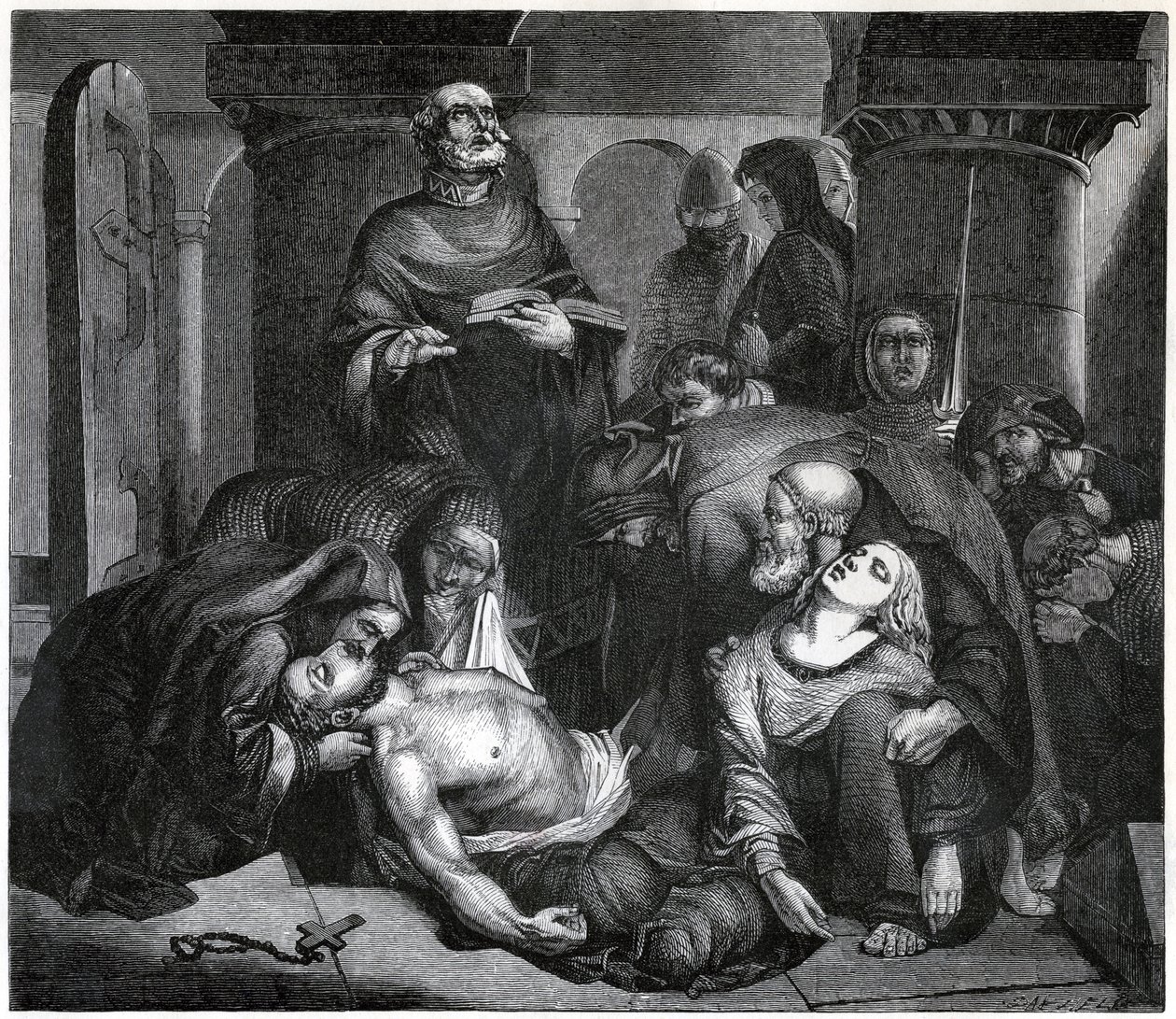 El entierro de Harold en la Abadía de Waltham, 1847 de Frederick Richard Pickersgill