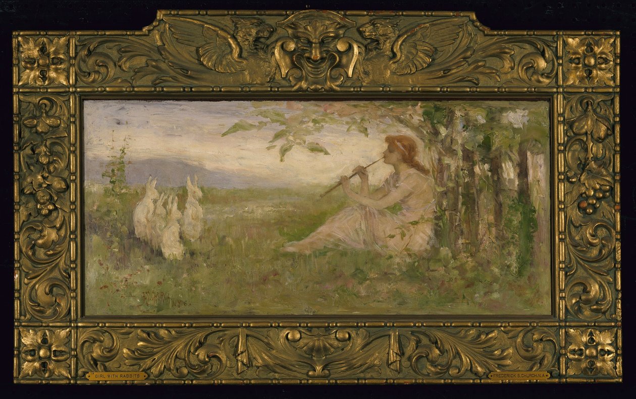 Niña con conejos de Frederick Stuart Church