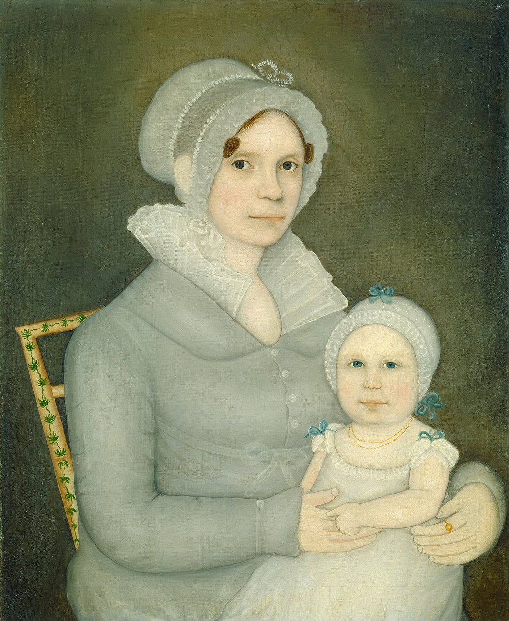 La Sra. de John Harrisson y su hija, c.1823 (óleo sobre lienzo) de Frederick W. Mayhew