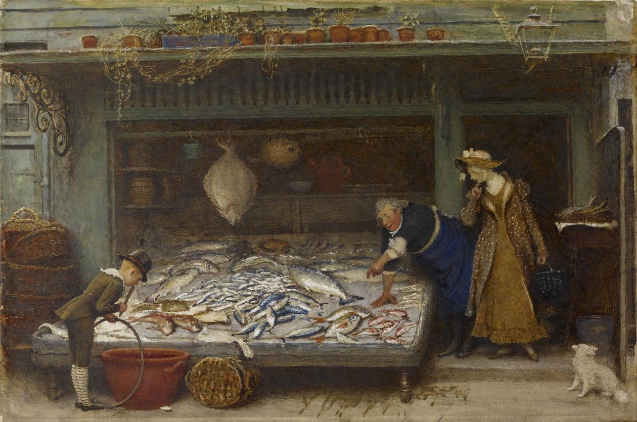 Una tienda de pescaderos, 1873 de Frederick Walker