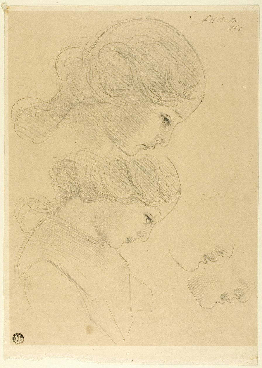 Bocetos de perfil de mujer de Frederick William Burton
