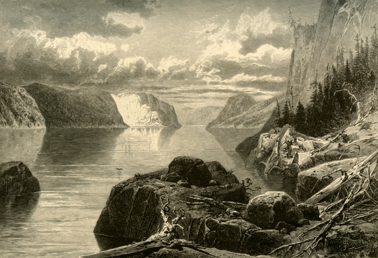 Point Noir, Trinity Rock y Cape Eternity, Río Saguenay de Frederick William Quartley