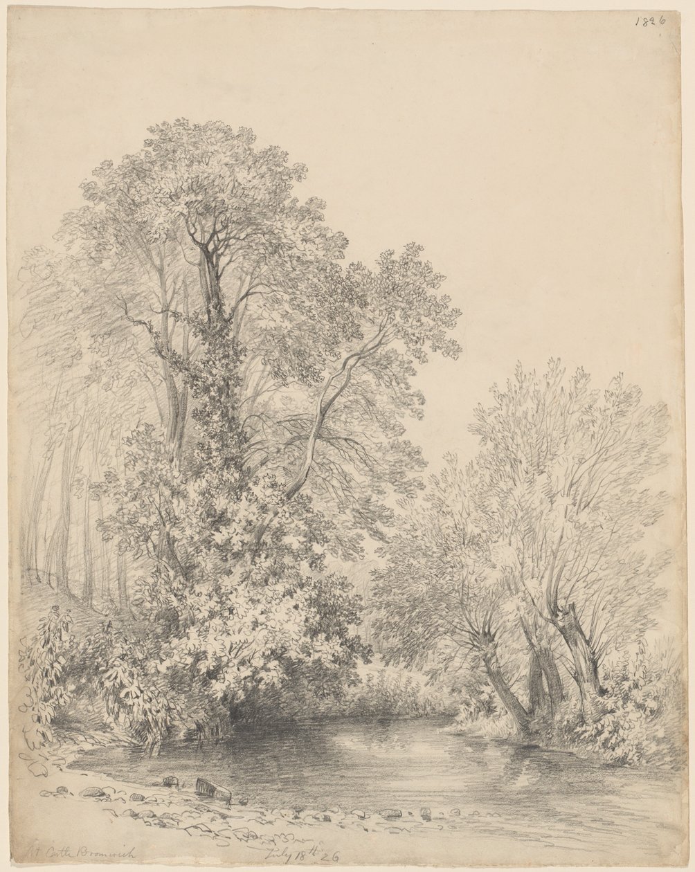 Árboles junto al río en Castle Bromwich de Frederick William Watts