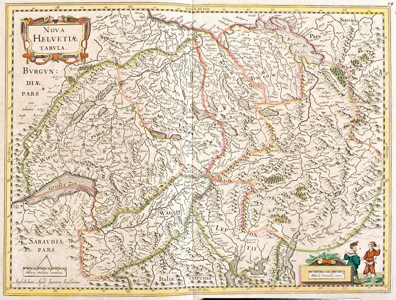 Mapa de Suiza de Frederick de Wit