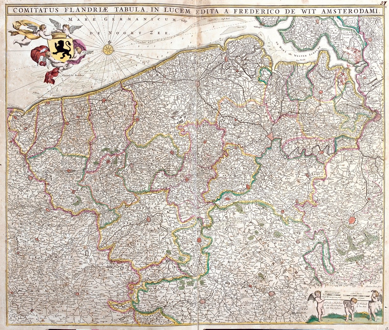 Mapa del Condado de Flandes (Francia y Bélgica) de Frederick de Wit
