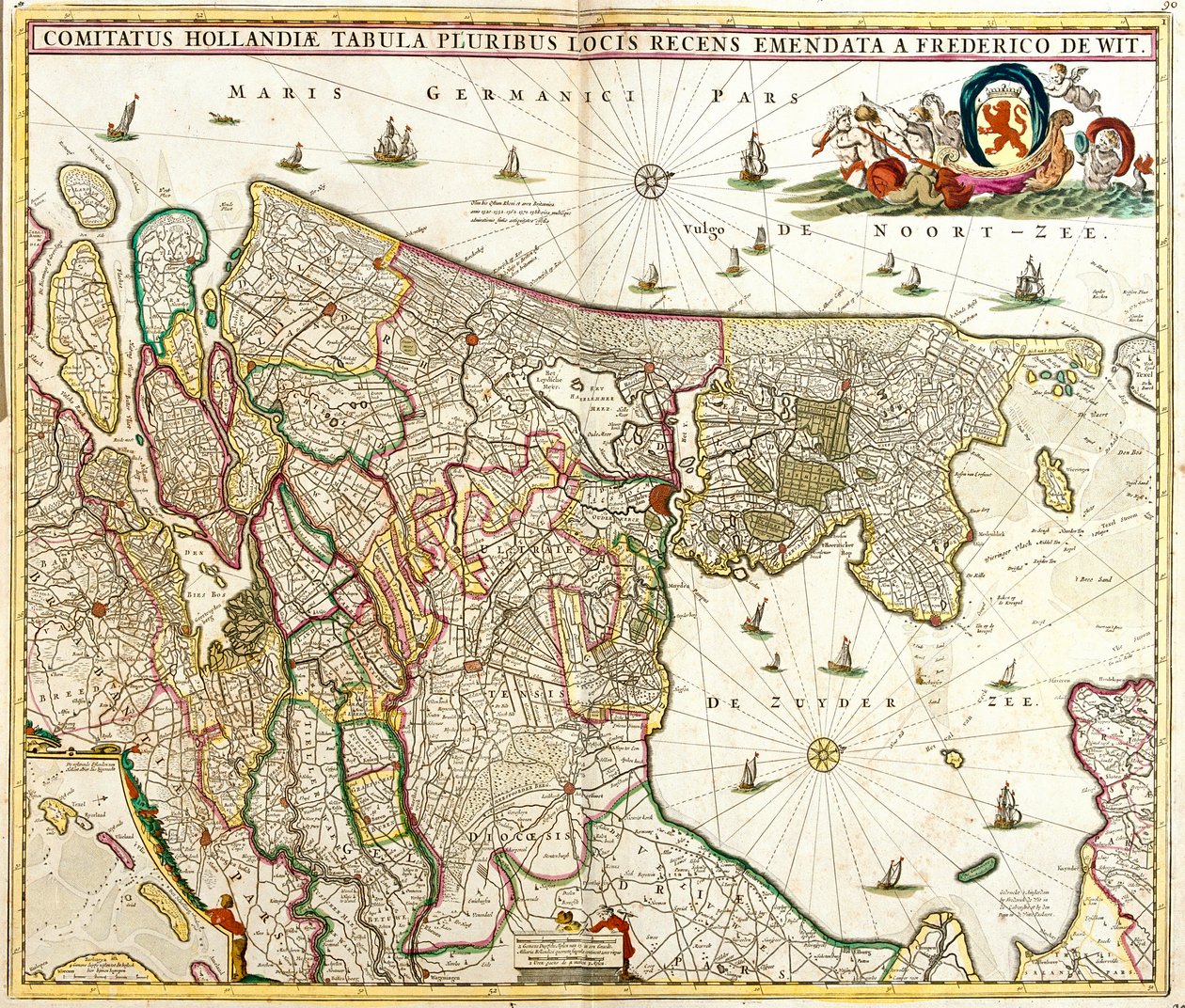 Mapa del Condado de Holanda (Países Bajos) de Frederick de Wit