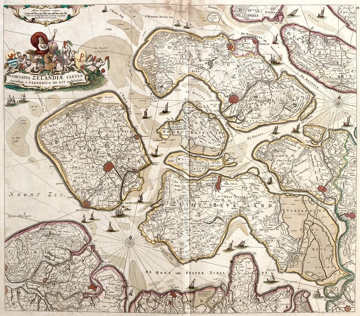 Mapa del Condado de Zelanda (Países Bajos) de Frederick de Wit