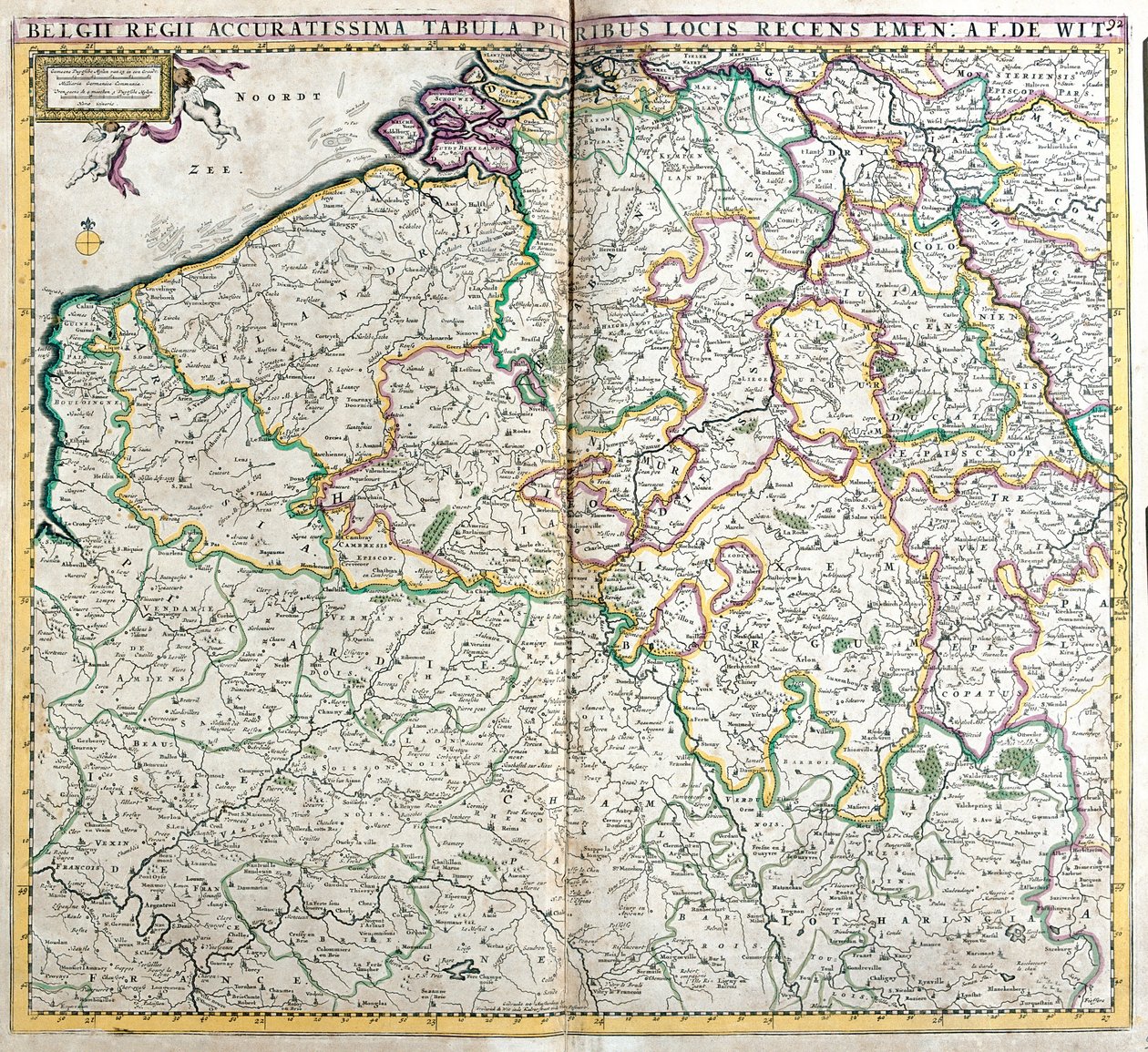 Mapa del Reino de los Países Bajos de Frederick de Wit