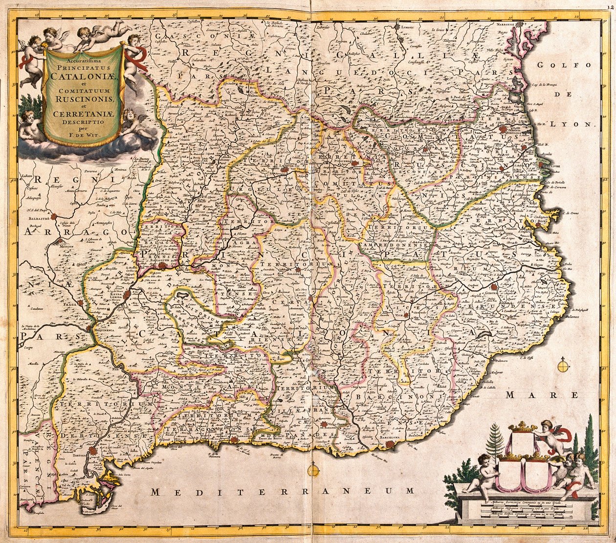 Mapa del Principado de Cataluña (España) de Frederick de Wit