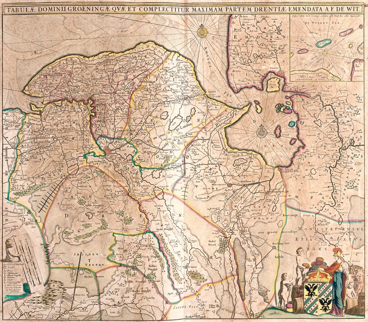 Mapa de la Provincia de Groninga, Países Bajos de Frederick de Wit