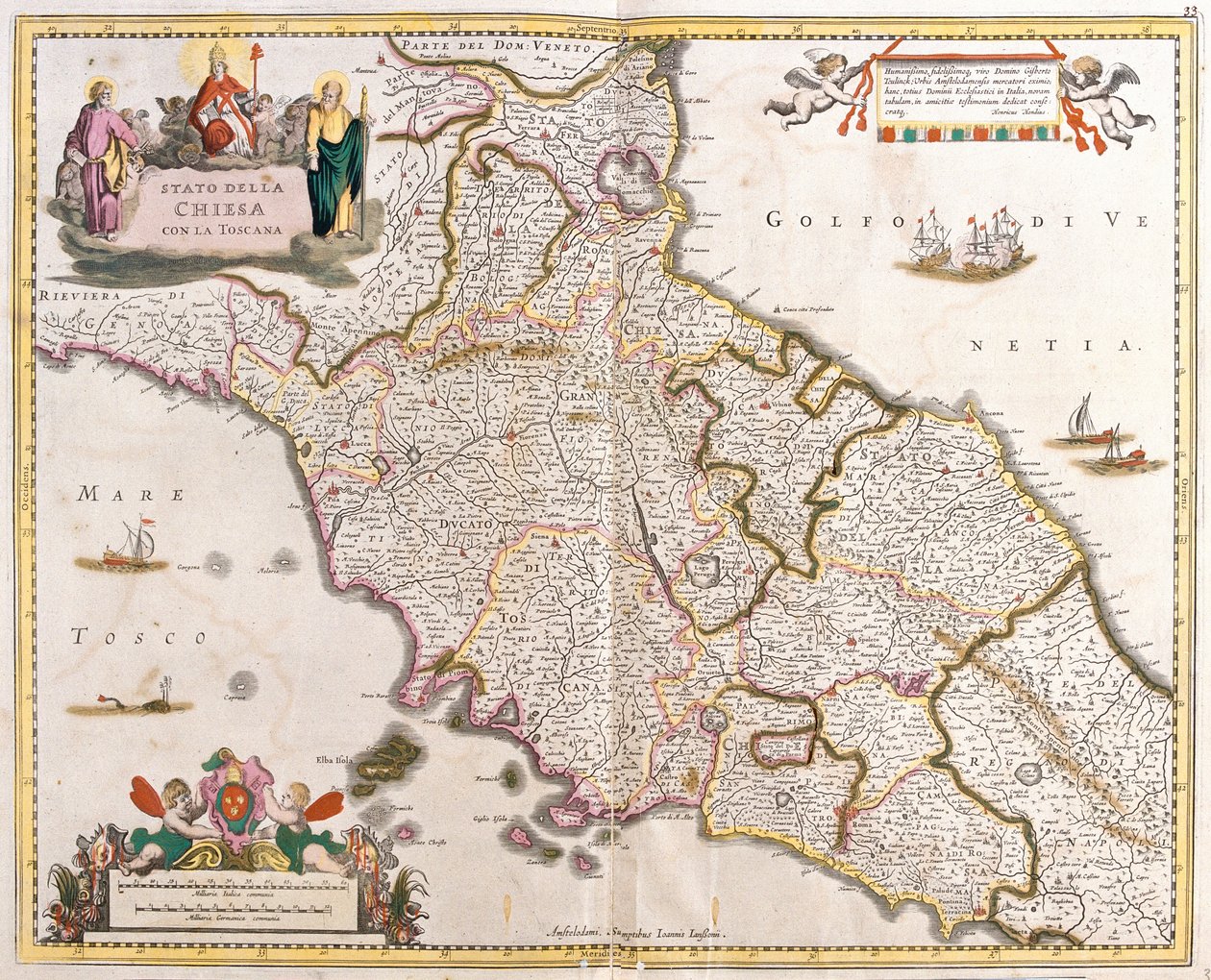 Mapa de los Estados de la Iglesia en Toscana (Italia) de Frederick de Wit