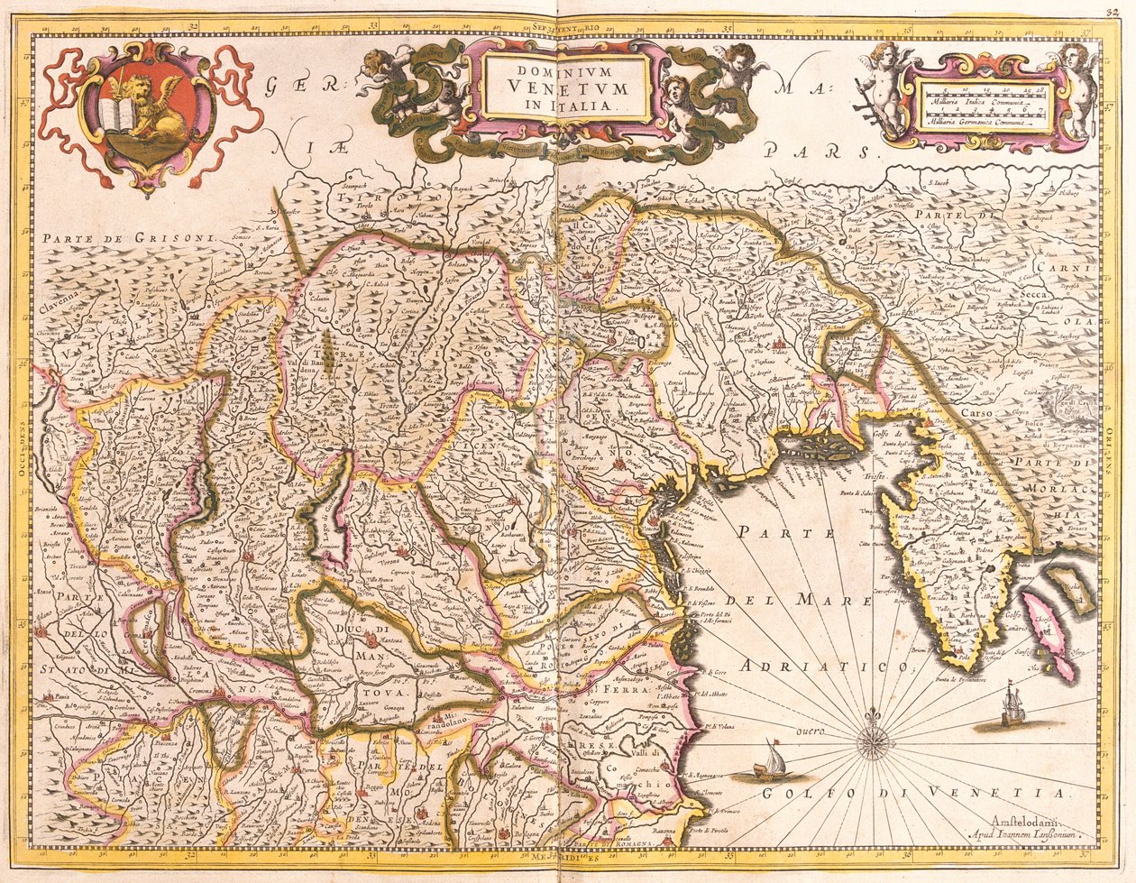 Mapa de los territorios venecianos en Italia de Frederick de Wit