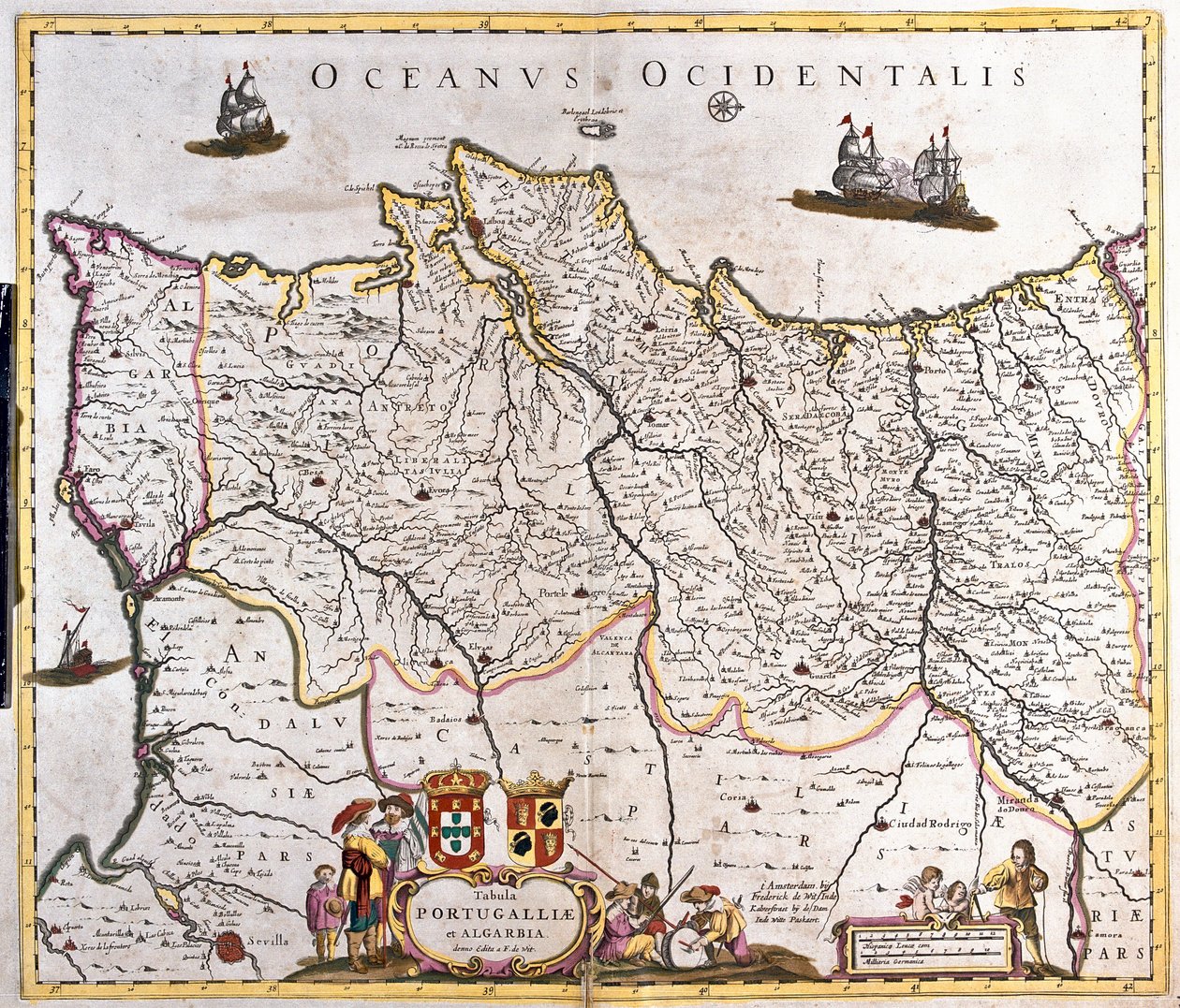 Mapa de los reinos de Portugal y el Algarve de Frederick de Wit