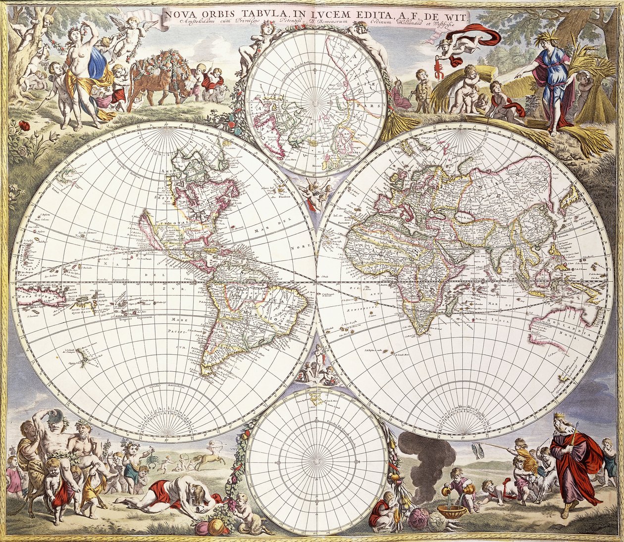 Mapa del Mundo del Atlas Maior, c.1705 de Frederick de Wit