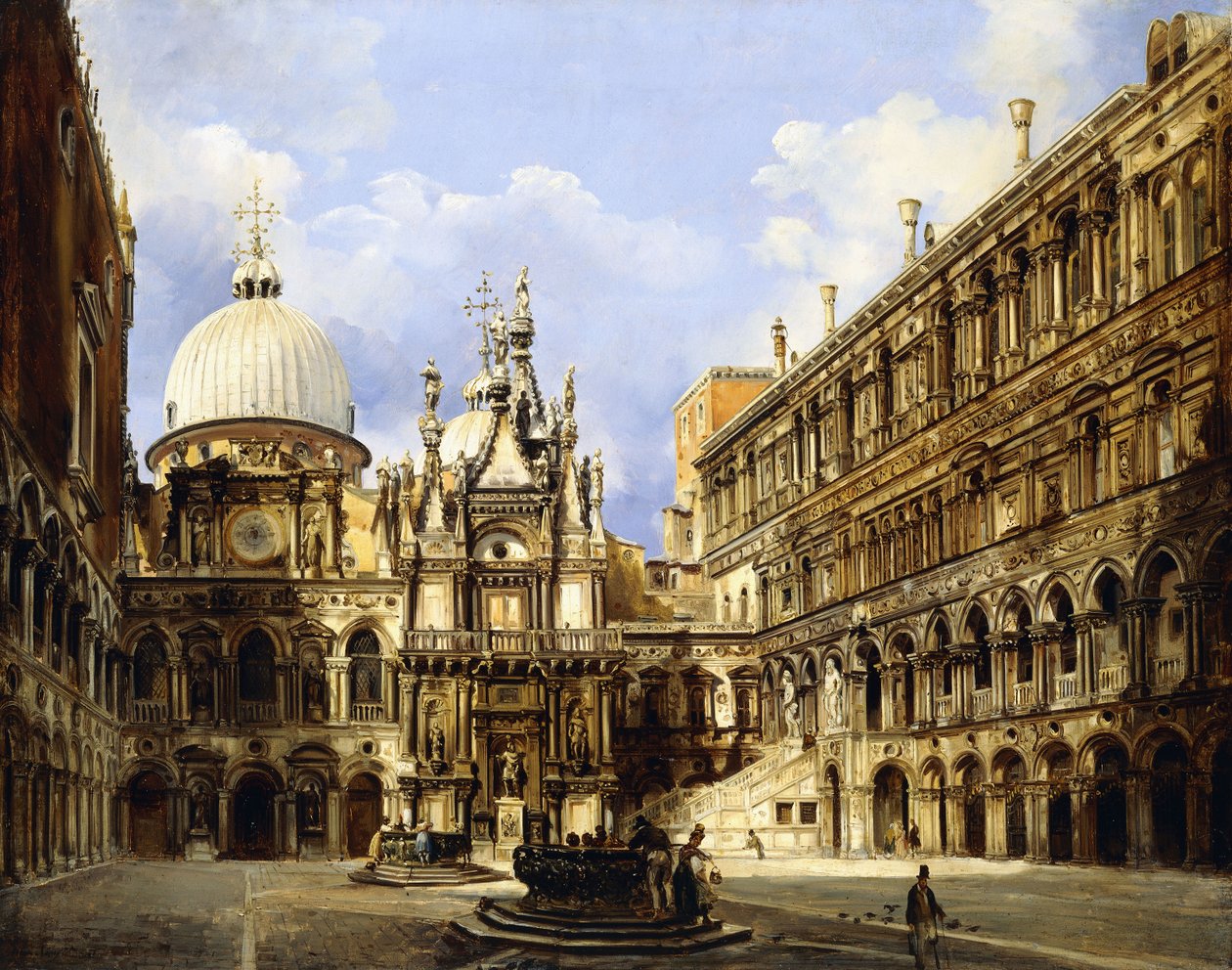 El Patio del Palacio Ducal, Venecia, 1841 de Frederico Moja