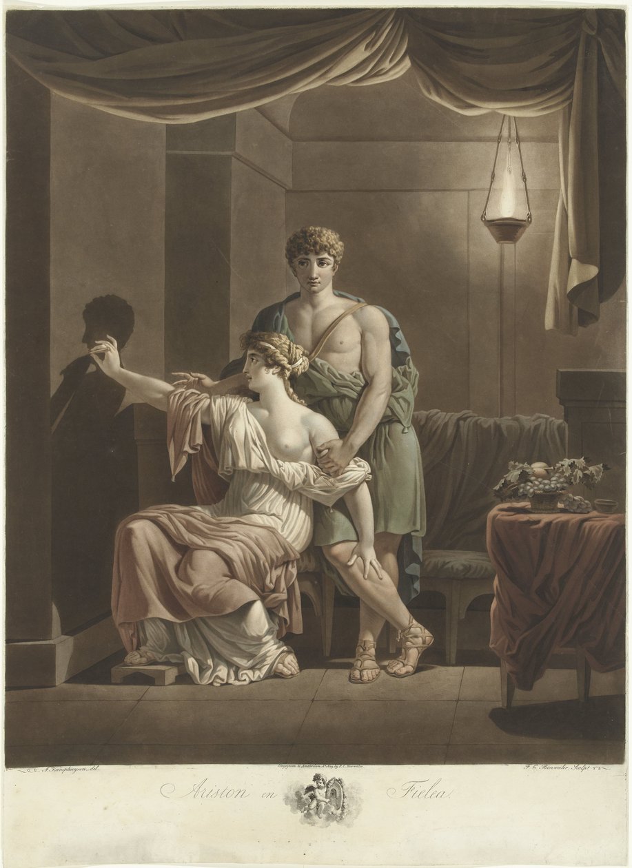 Philea dibuja el retrato de su amante Ariston usando la sombra de su perfil en la pared de Frederik Christiaan Bierweiler