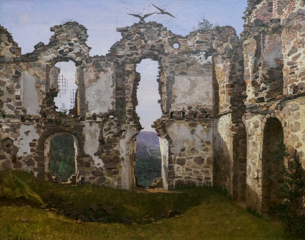 Las ruinas de Brahehus en Suecia, Estudio, c.1832 (óleo sobre lienzo) de Frederik Hansen Sodring