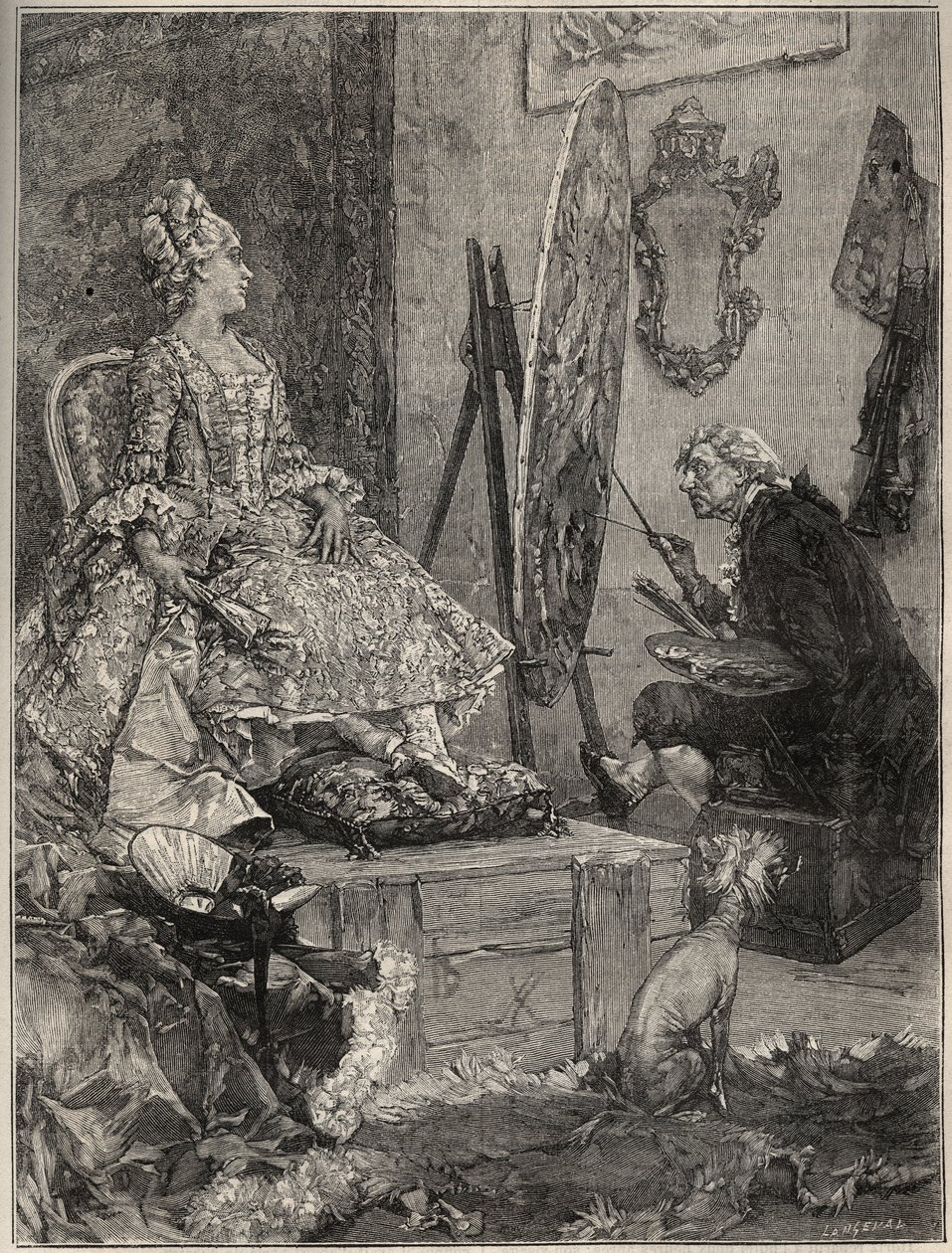 François Boucher pintando el retrato de Jeanne Antoinette Poisson, Marquesa de Pompadour (conocida como Madame de Pompadour) de Frederik Hendrik (after) Kaemmerer