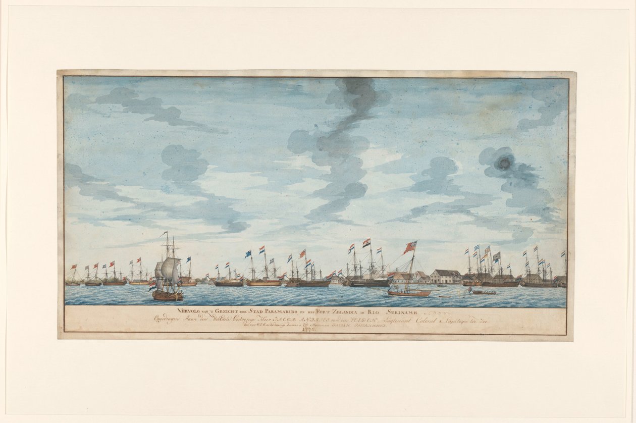 Vista de la ciudad de Paramaribo de Frederik Jägerschiöld (signed by artist)